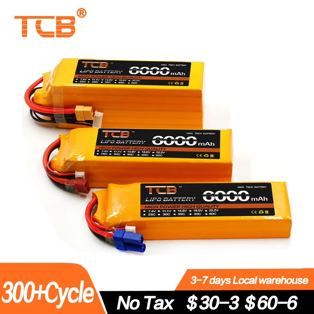 

NEW TCB 1PCS RC Lipo Battery 2S 3S 4S 7.4V 11.1V 14.8V 6000mah 7000mah 8000mah 9500mah 50C 60C Hard Case Cars Boats XT60 T Deans