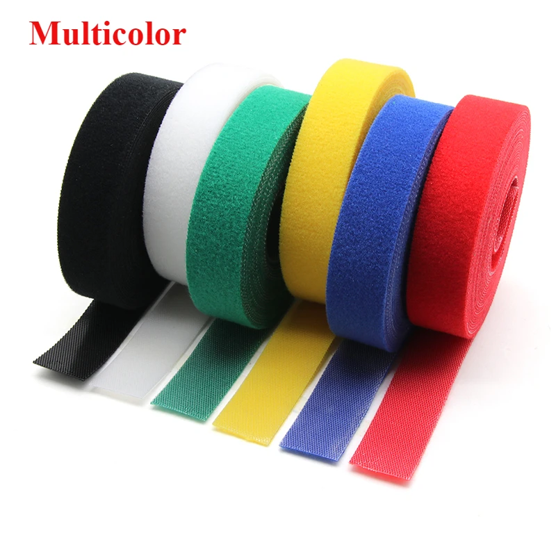 5m/roll Cable Ties Reusable Loop Bundle Self Adhesive Width 25mm Nylon Line Organizer Clip Wire Holder Management Fastening Tape