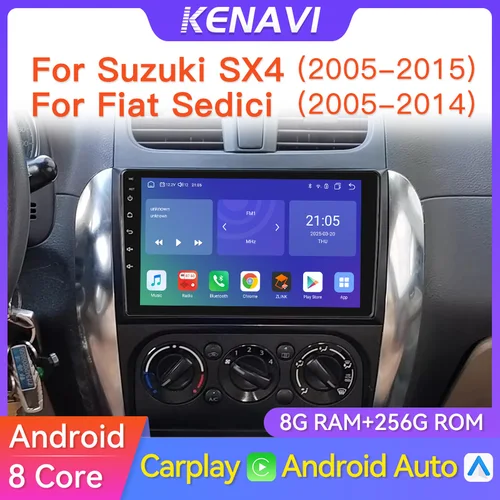 Radio estéreo para coche Android 2 Din para Suzuki SX4 2005-15 Fiat Sedici 2005-2014 Reproductor de vídeo multimedia GPS DSP FM BT Carplay Unidad principal automática Pantalla táctil Sistema inteligente para coche