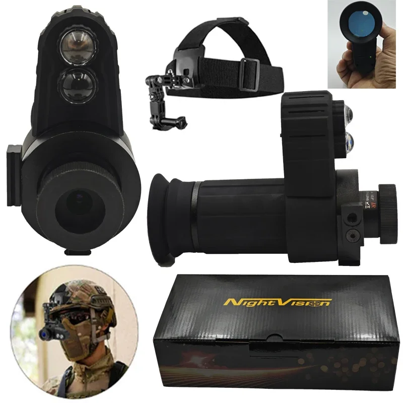 Digital Zoom Scope Cross Cursor, Night Vision Tool with Helmet Headband, Day and Night Use for Indoor and Outdoor Use, E + 7X