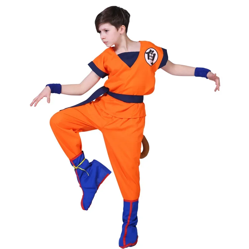 Carnevale La sua figura di goku Costumi cosplay di animali di carnevale Top/pantaloni/cintura/coda/rutta/parrucca per bambini adulti