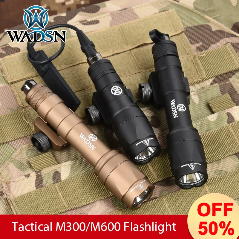 

M300 M600 Air gun Tactical flashlight metal tail cover dual function pressure switch White LED scout Hunting lantern light