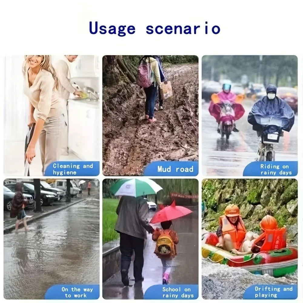 Long Disposable Shoe Covers Waterproof Non Slip Rain Boots Unisex Outdoor Travel Hiking Camping Rainy Days Elastic Top