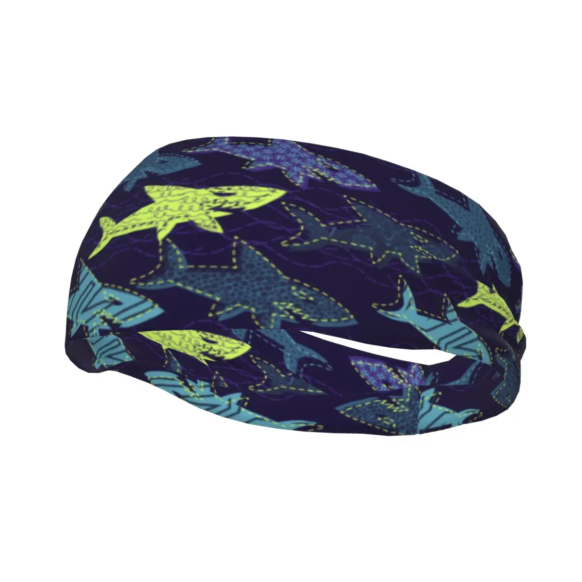 

Headband Sports Yoga Fitness Stretch Sweatband Hair Band Elasticity Headband Abstract Sharks Pattern