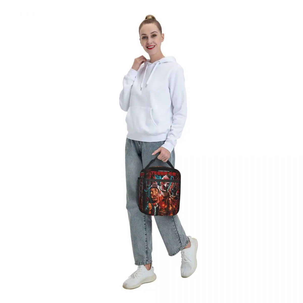 Movie Terrifier Insulated Lunch Bags for Camping Travel Halloween Horror Clown Resuable Cooler Thermal Lunch Box Women Children