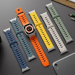 Sport Strap for Apple watch Ultra Band 49mm Stainless Steel+Silicone correa bracelet iwatch Series 9 8 7 6 5 4 SE 45mm 44mm 42mm