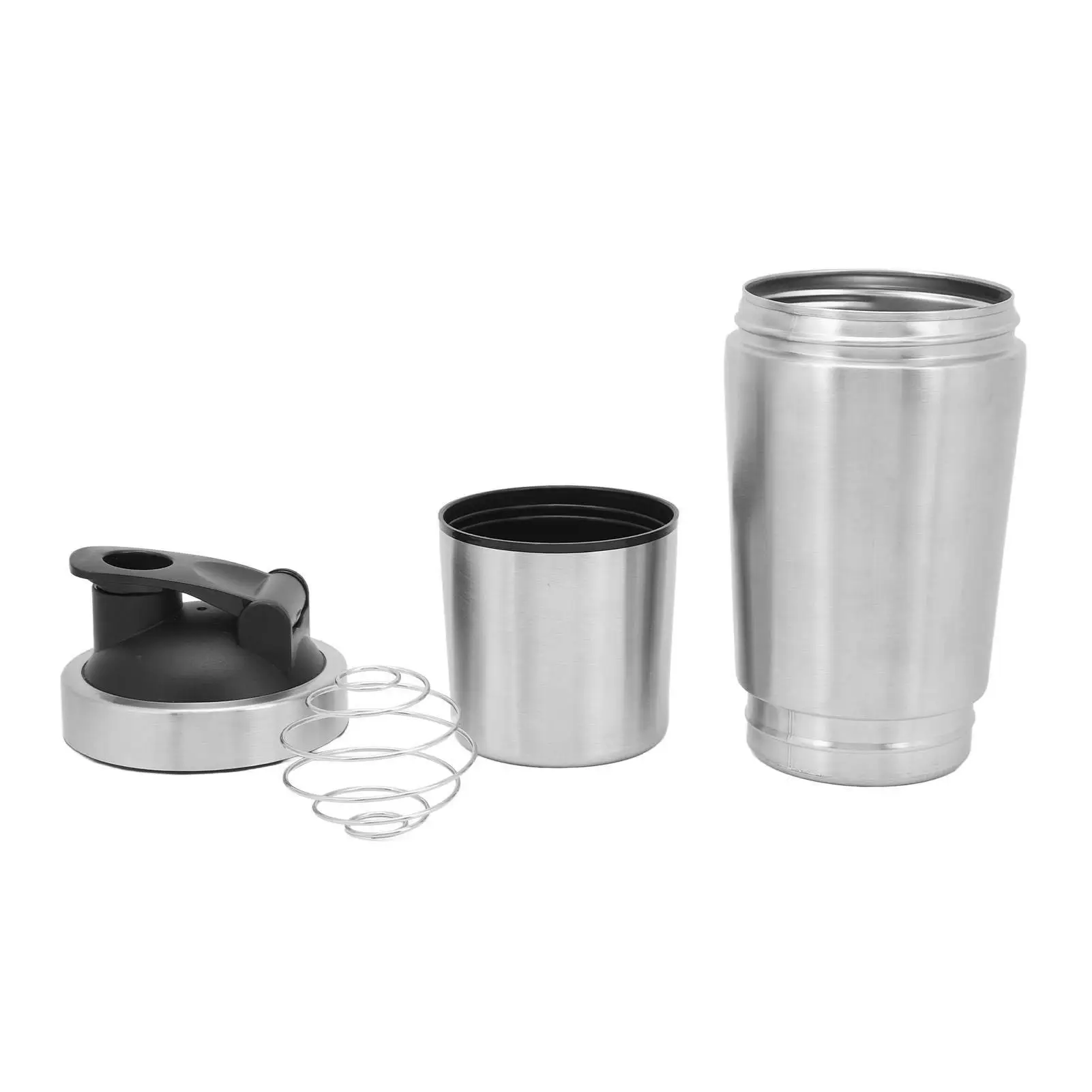 Portable Stainless Steel Protein Shaker Bottle with Scale - Double Section for gym Enthusiasts & Teens