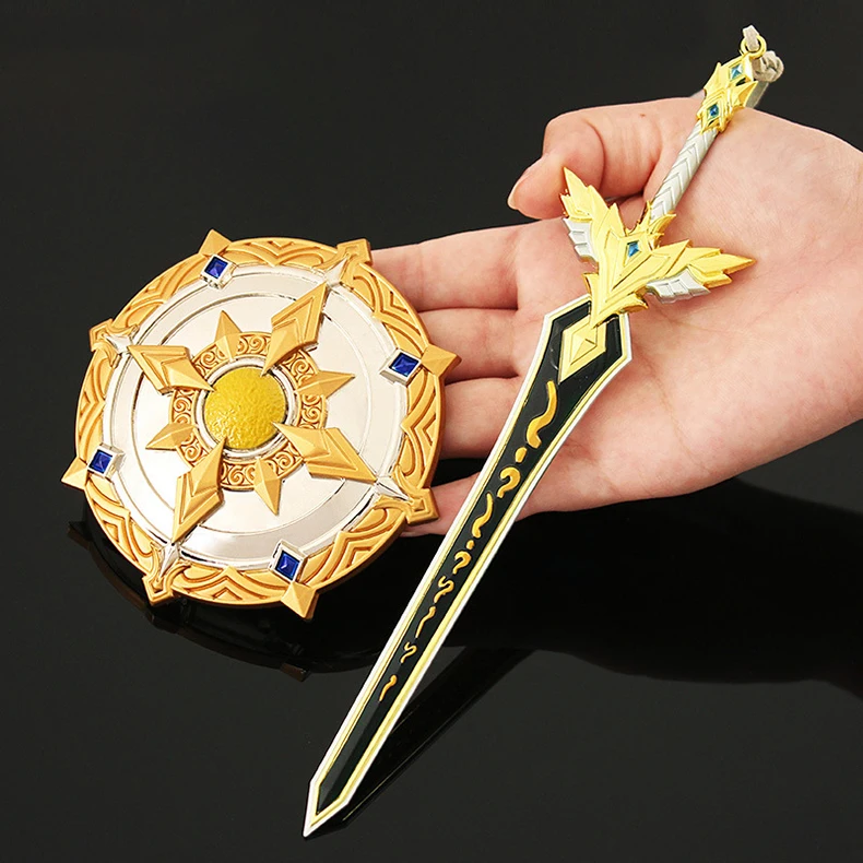 Anime Peripheral Keychain 22cm God Seal Throne Bright Son of Creation Brilliant and God Seal Knight Alloy Sword Weapon Model Toy