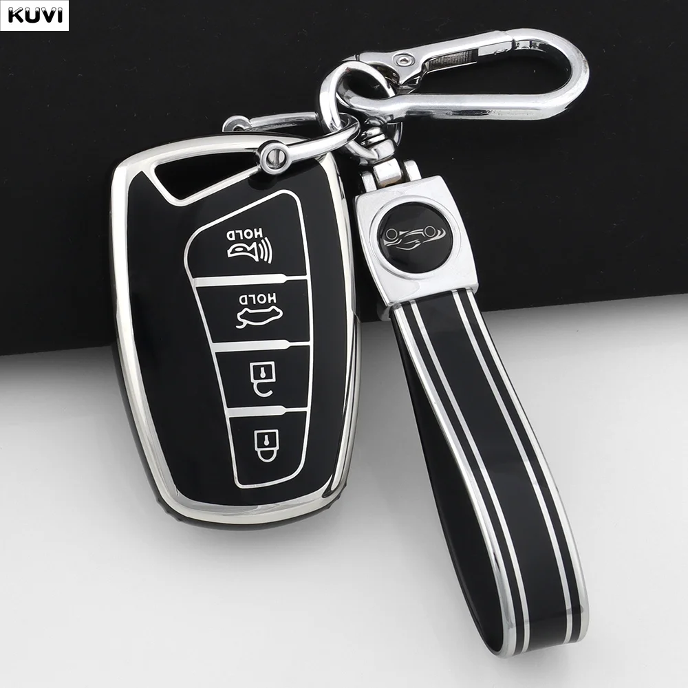 TPU-Schlüsselhülle für Hyundai Grandeur HG Limousine Genesis G80 Santa Fe 3DM Grand SantaFe 2018 IX45 EQUUS Azera 4 Tasten