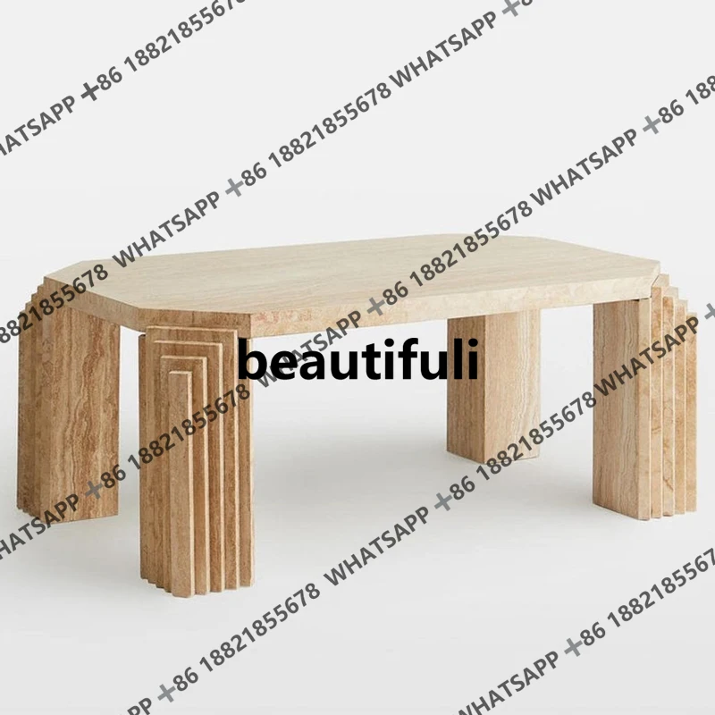 

Wabi Sand Wind Natural Travertine Coffee Table Living Room Coffee Table Designer Light Luxury Art Tea Table