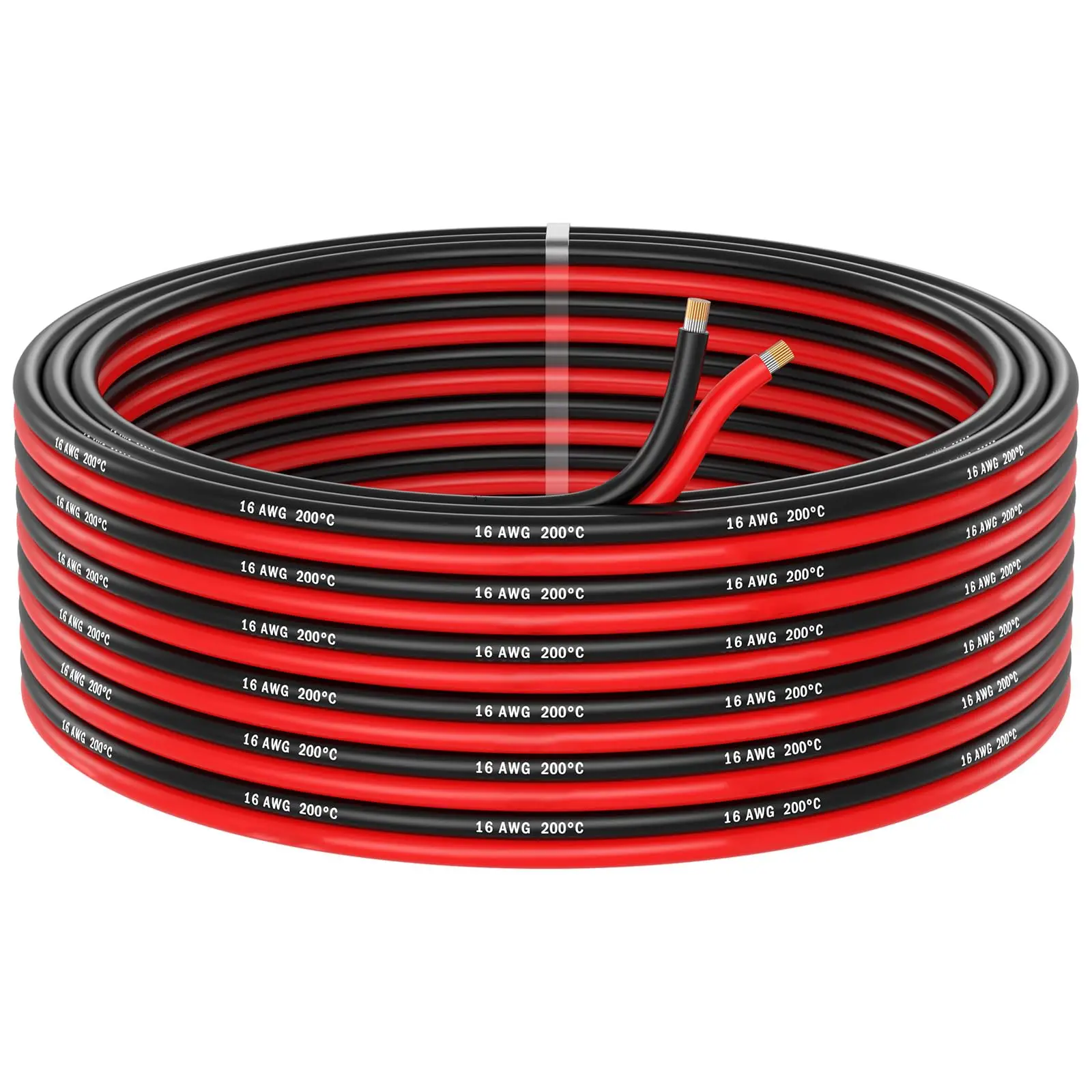 Red Black 2Pin Parallel Wire 8/10/12/14/16/18/20/22/24/26/28/30 AWG Electrical Silicone Tinned Copper Parallel Cable 2 Conductor
