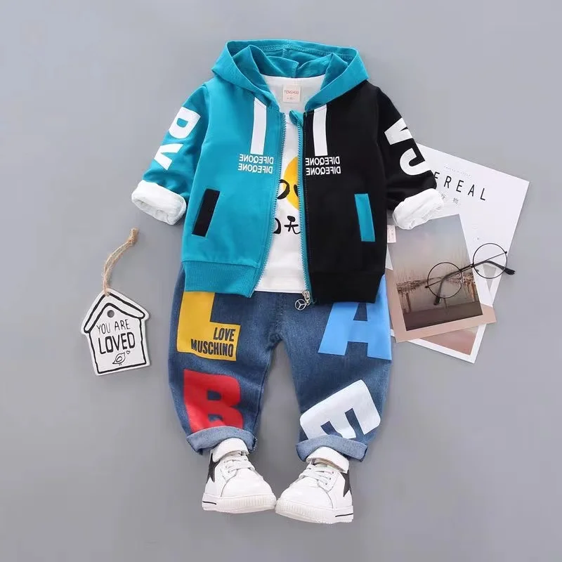 Boys\' Spring and Autumn Clothing Set Girls\' Spring and Autumn Leisure Three piece Set Infant and Young Children\'s Clothing