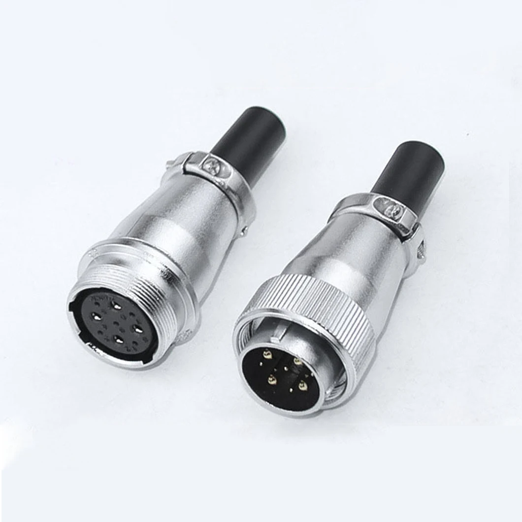 WS24 24MM Dock Type Industrial Aviation Connector Female Socket+Male Plug 2/3/4/9/10/12/19Core Metal Aviation Connector 500V 25A