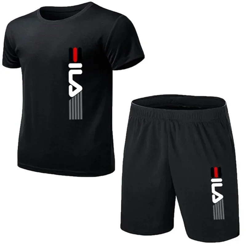 

2024 summer new fashion breathable two-piece short sleeve shorts men's casual sportswear must be comfortable and breathable