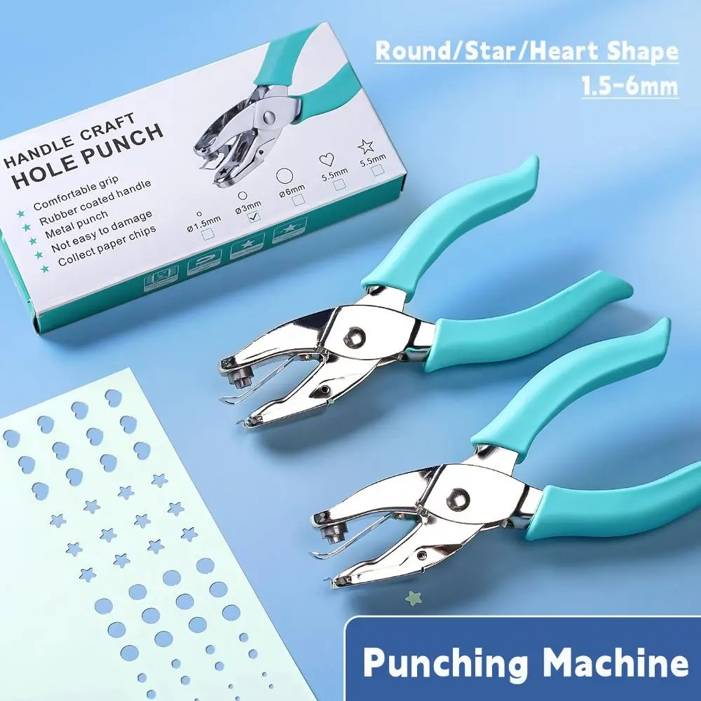 Round/Star/Heart Shape Punching Machine Single Hole Labor-saving Hole Puncher DIY Craft Loose-leaf Binding Tools Embosser