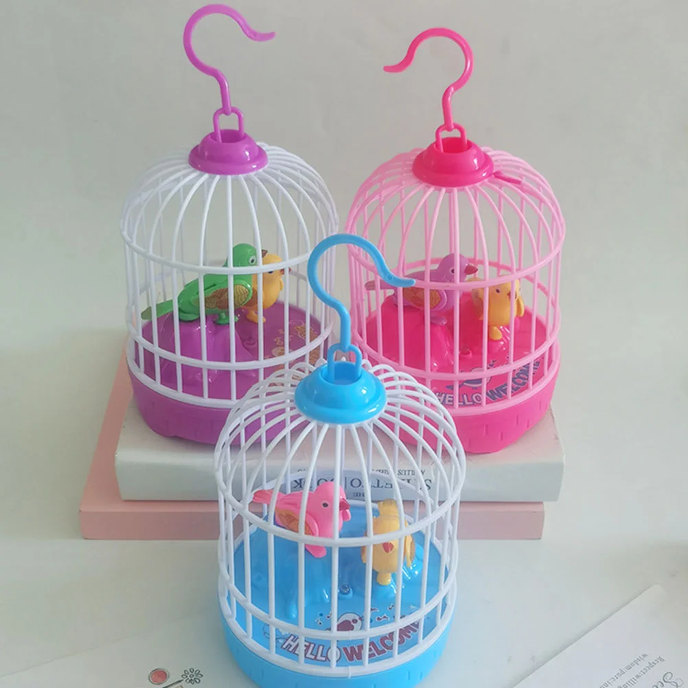 Luminous Simulation Birdcage Childrens Toys Small Funny Intelligent Birds with Plastic Glowing Smart Simulated Kids