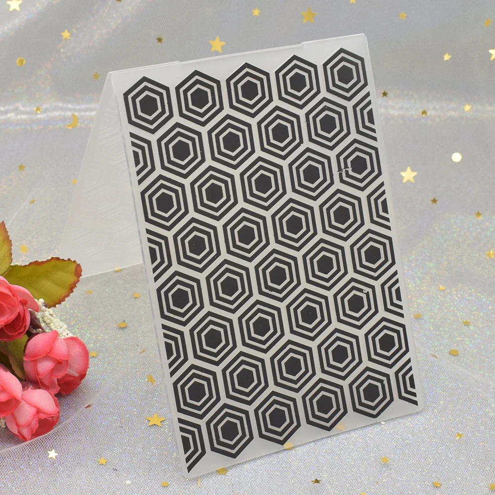 Honeycomb Pattern 3D Embossing Folders for DIY Scrapbooking Paper Card Making Craft Plastic  Template Stencil