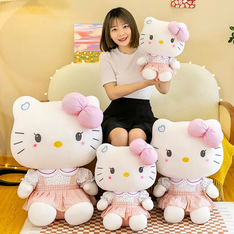 75cm Big Size  Sanrio Kawaii Plushies Hello Kitty Dolls Pink Soft Stuffed Animal Pillow KT Cat  Plushies  Girl Birthday Gift