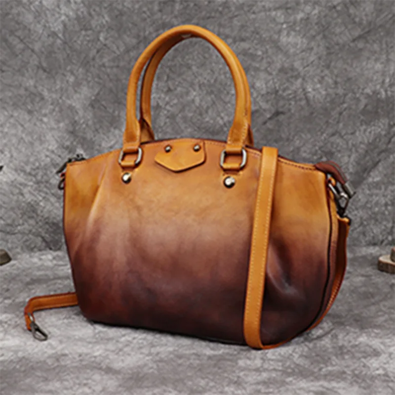 

High Quality Genuine Leather Women‘s Handbag Retro Handmade Colorful Shoulder Bag For Women Large Capacity Female Messenger Bags