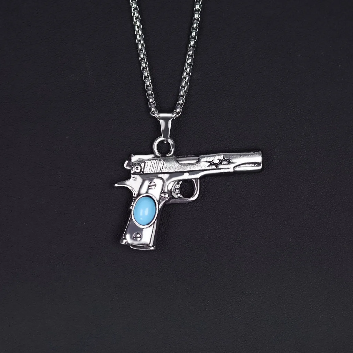 Gun Pistol Arms Mens Long Necklaces Pendants Chain Punk Hip Hop for Boy Male Stainless Steel Jewelry Creativity Gift Wholesale