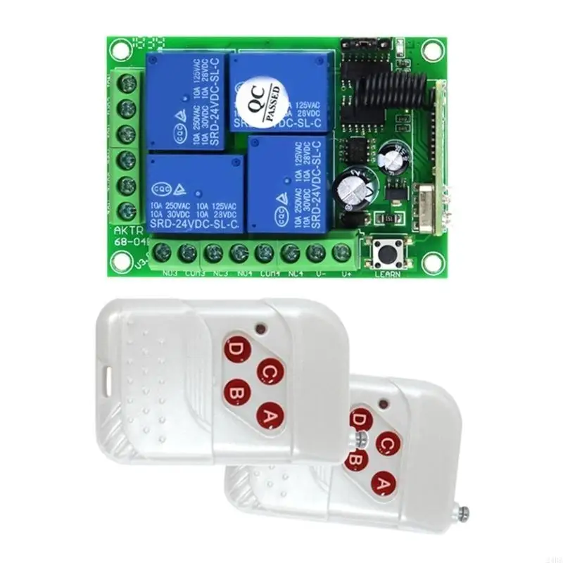 433MHz Remote Control Relaying Switches 4 Channel Wireless Remote Control Switch Relaying Receiver Transmitter 24BB