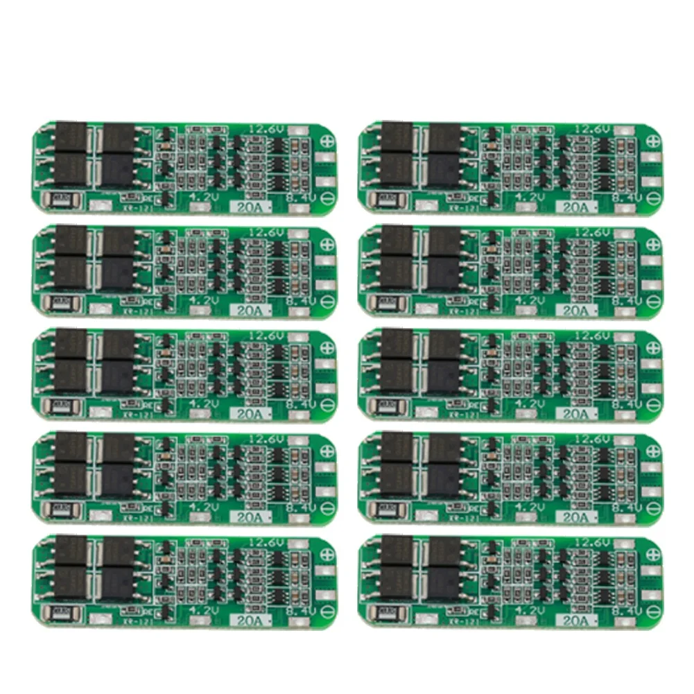10 pz 3S 20A BMS 18650 modulo caricabatteria agli ioni di litio BMS scheda di protezione PCB 11.1V 12V 12.6V modulo