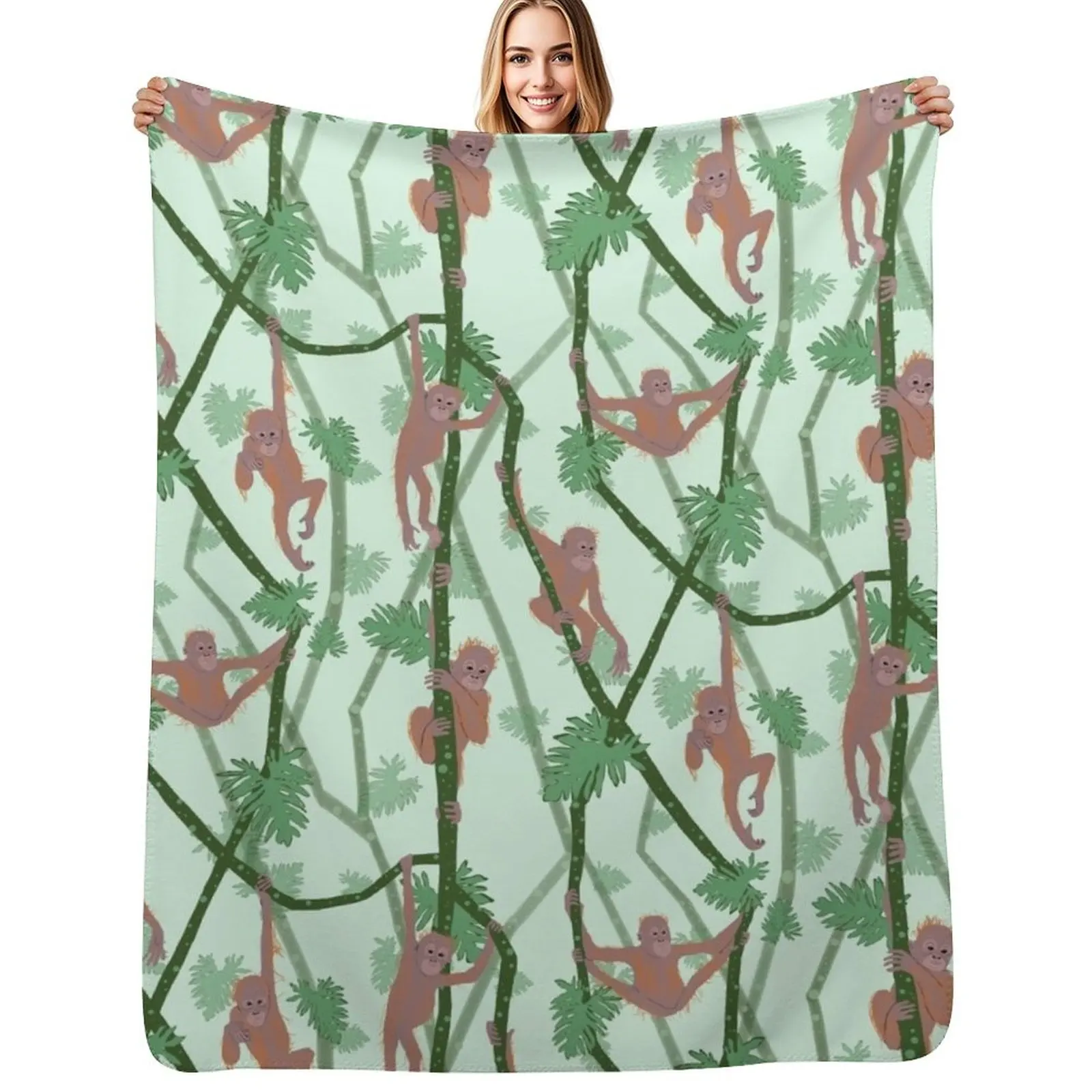 

Baby Orangutans Throw Blanket Ultra Soft Flannel Fleece Blanket for All Seasons