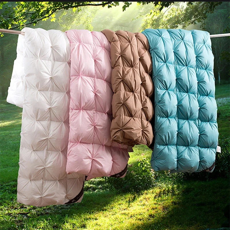 90% White Goose Down Quilt Soft Goose Down Comforter Duvet Winter Blankets Feather Bed Quilted Blanket Single Double King Bed 이불