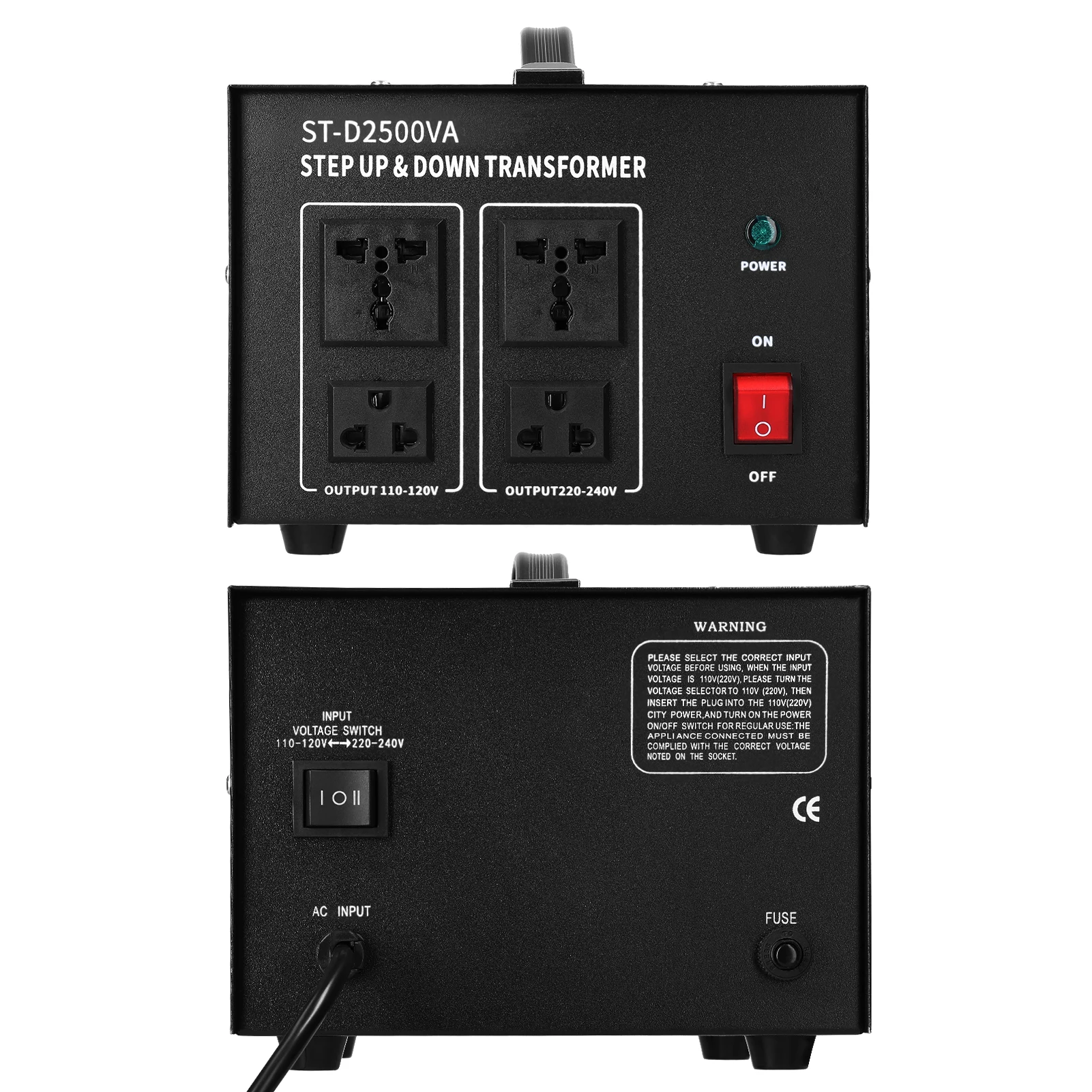 110V/220V Voltage Converter 1200W/2500W Portable Appliances Powerful Voltage Regulator Step Up & Down Voltage Transformer