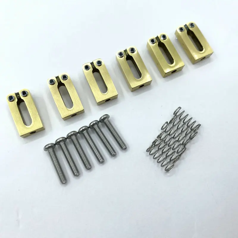 6PCS 10.5mm Brass Tremolo Bridge Saddles String Retainer Hardware Set for ST/TL Style Electric Guitars Direct Replacement