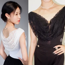 2024 Women Ballroom Dance Clothes WHite Black Lace V Neck Tops Sleeveless Leotards Latin Dance Practice Clothing Summer DNV20761