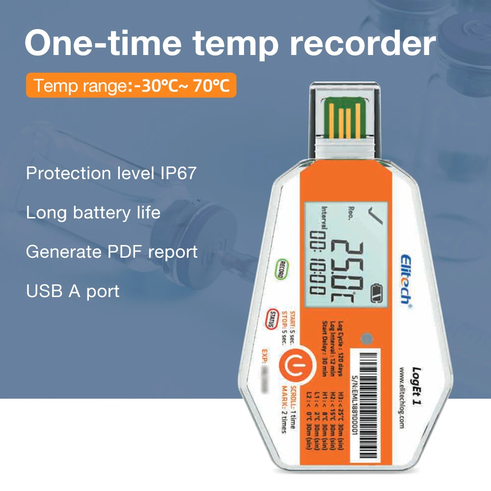 

USB-термометр-реорганизатор данных с функцией записи в PDF, 16000 точек, для лабораторий и холодовой цепи