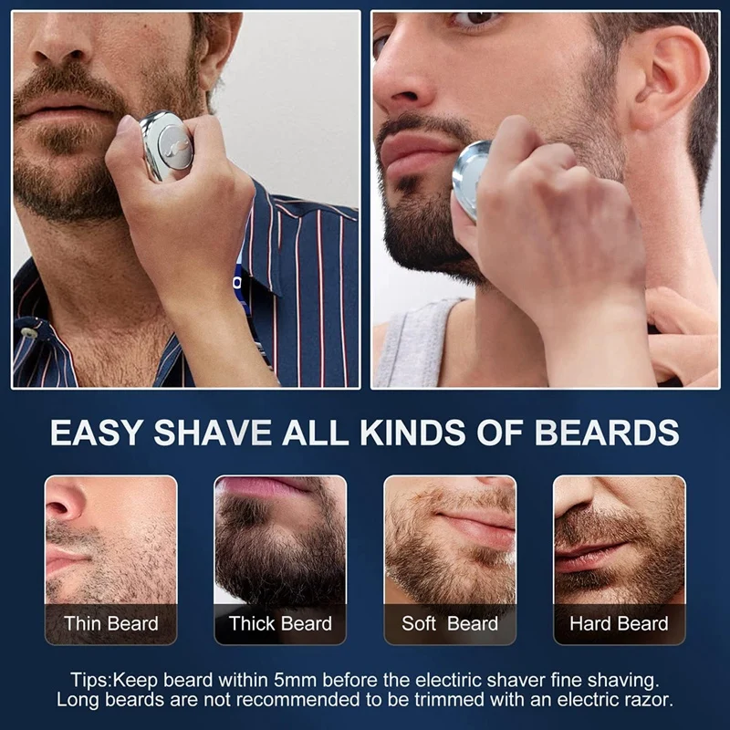 Mini Afeitadora eléctrica para hombres, maquinilla de afeitar portátil de bolsillo, recortadora de barba con pantalla LCD, rotativa recargable, inalámbrica