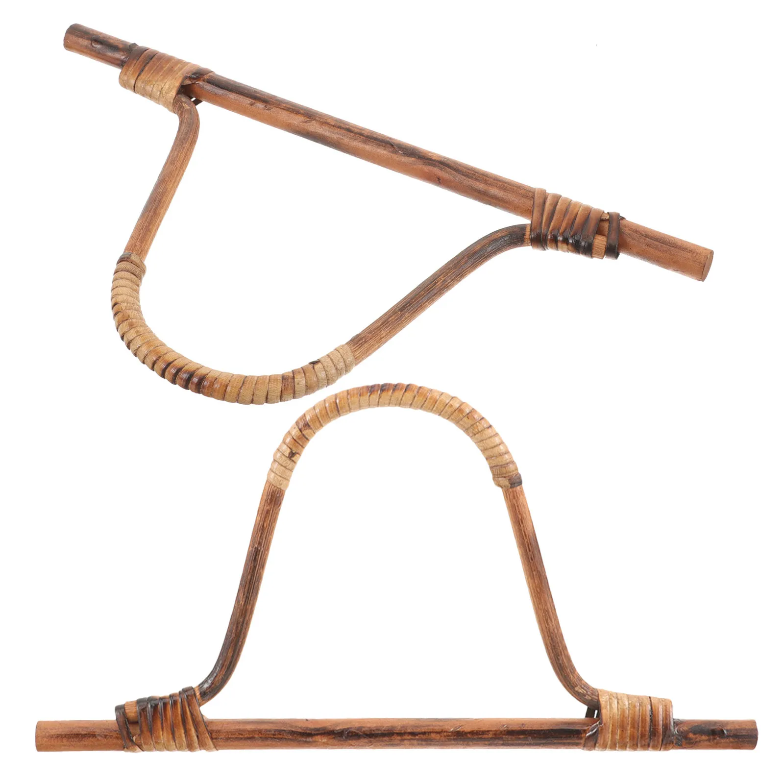 2 Asas en Forma de D para Bolsos, Mezcla de Madera Maciza y Ratán, para Bolsos de Ganchillo, Asas para Bolsos de Playa, Accesorios DIY, Agarraderas para Bolsos