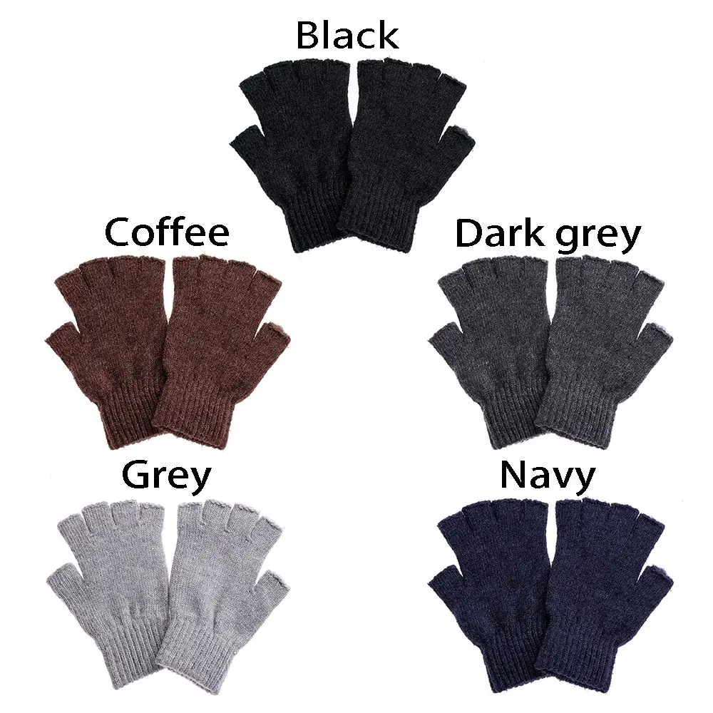 Fashion Cashmere Winter Warm Wool  Knitted Half Finger Gloves Typing/Texting Gloves Fingerless Gloves