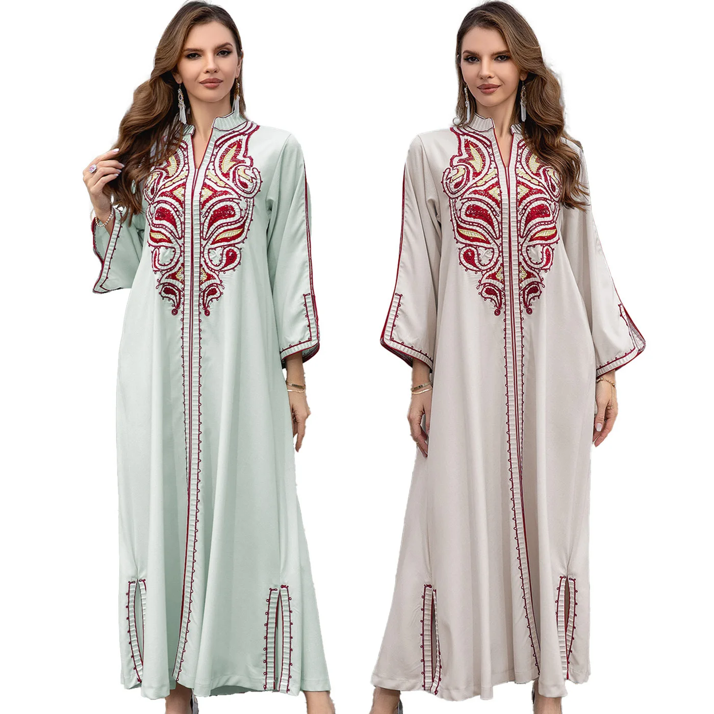 

OME Muslim Evening Dress New Women's Embroidered Robe Embroidered Abaya