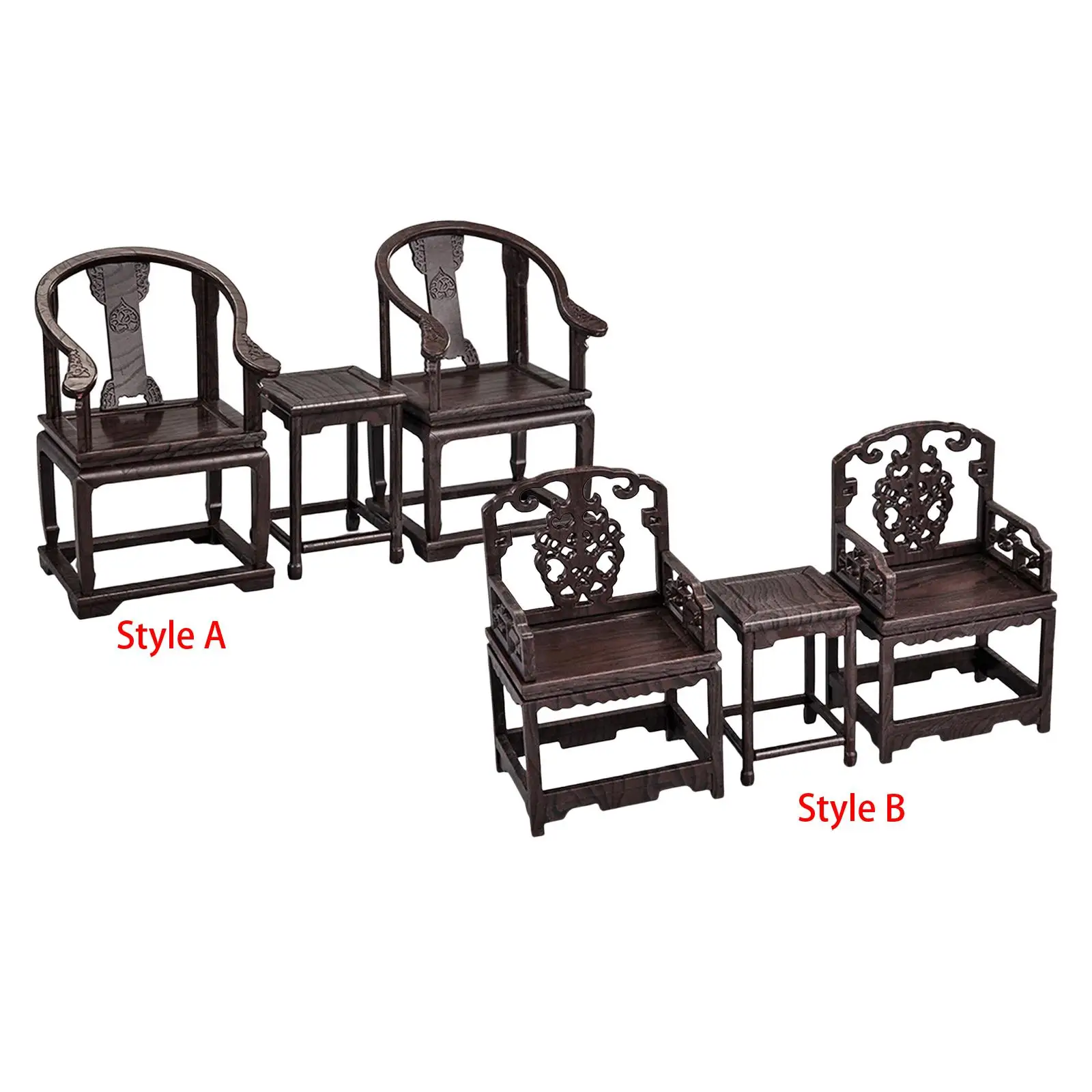 Ensemble de chaises de table miniatures, décoration polyvalente, accessoires de simulation durables, 1:12