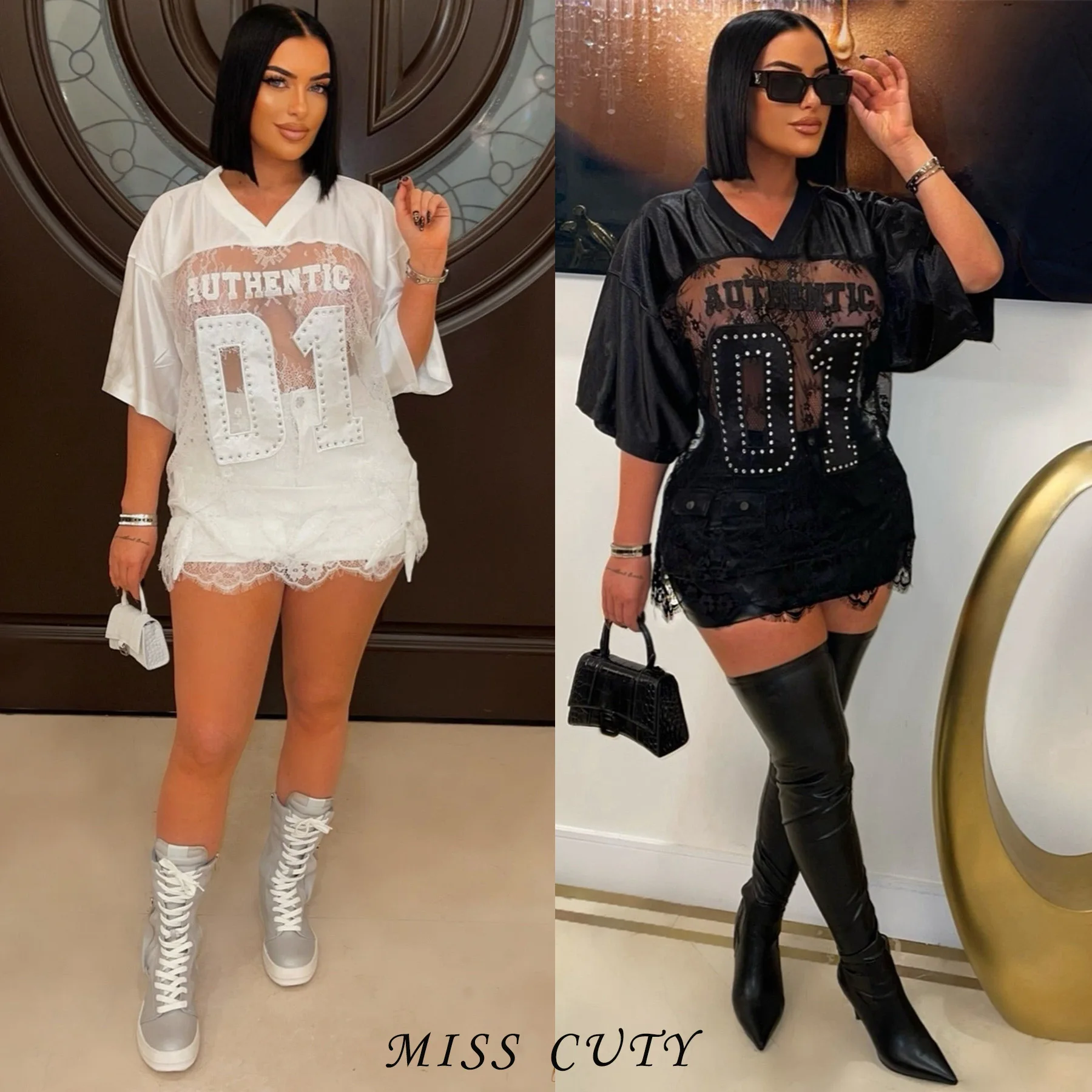 Sexy Graphic Tops Lace Rhinestone T Shirts Fashion Sweatshirts Streetswear 2025 Summer Clothes Women Y2K Letter Tops Tees