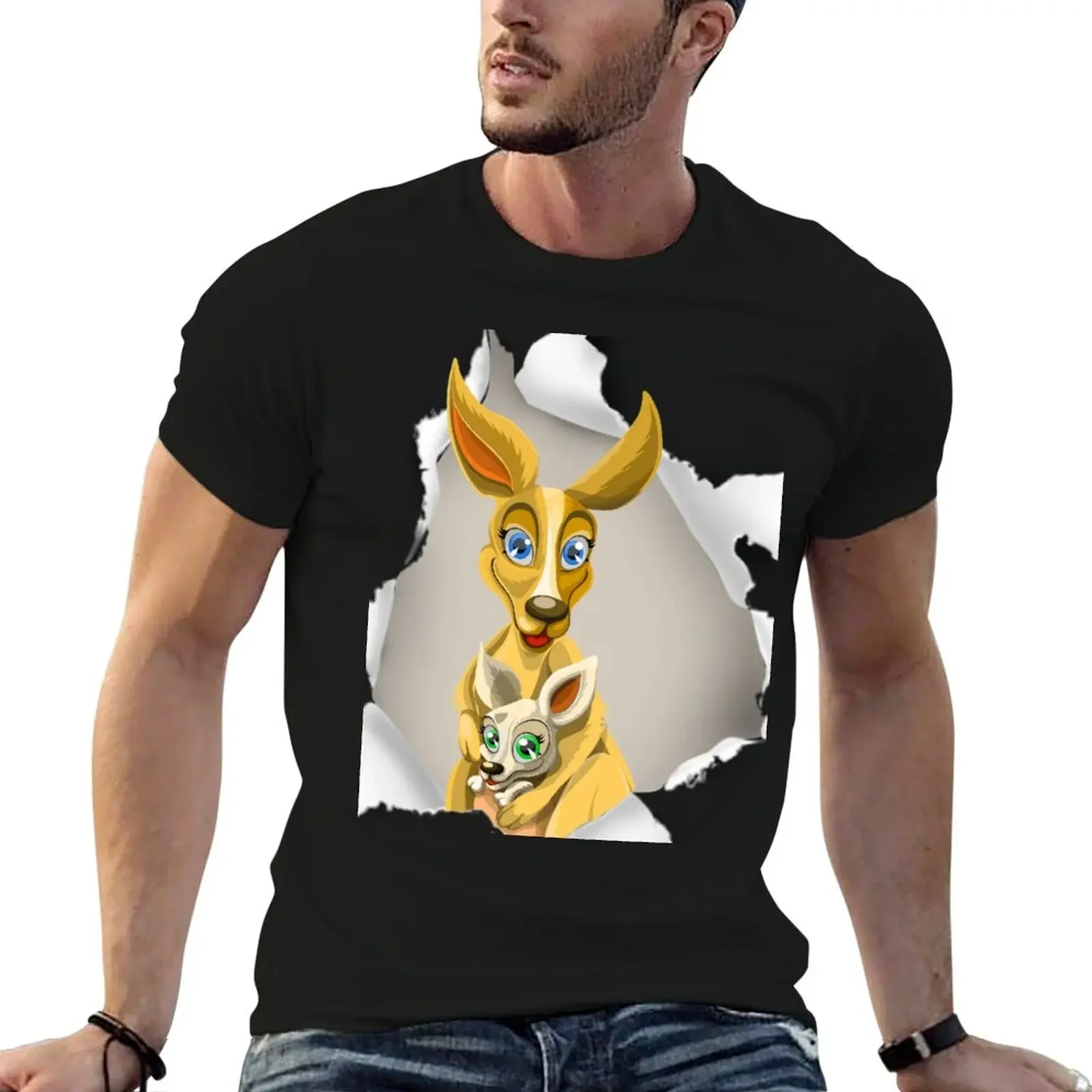 Cute Kangaroo joey T-Shirt quick drying graphic t shirt vintage plain white t shirts men