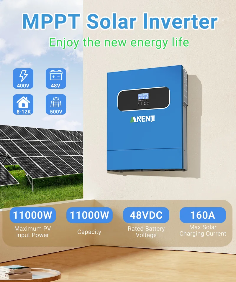 ANENJI 11KW 48V Hybrid Solar Inverter MPPT 160A PV 500V Solar Charge Controllers On/Off Grid With WIFI ﻿ image 2