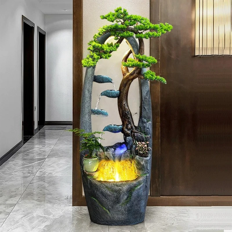 fountain ornament indoor circulation water generation wealth decoration floor-to-ceiling rockery fish tank landscape humidifier
