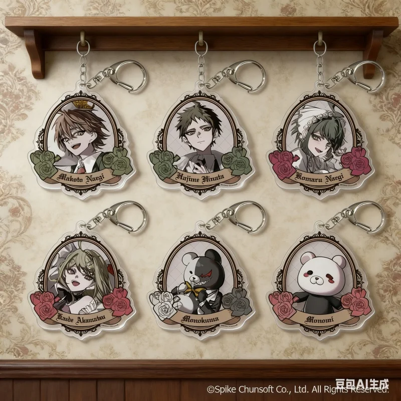 Anime Danganronpa 6CM HD Acrylic Keychain Collecting Makoto Komaru Hajime Bag Car Keychain Accessories Cosplay Toy Gift Jewelry