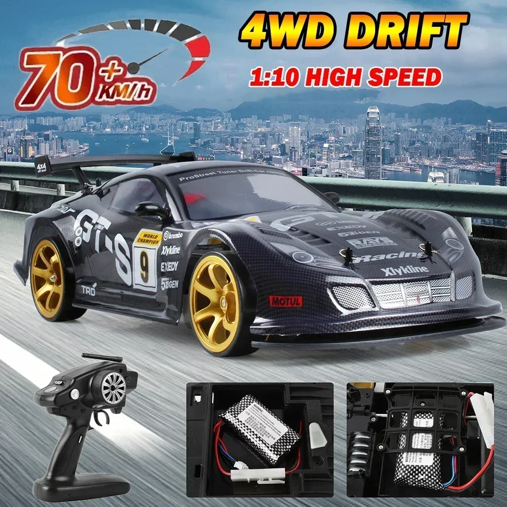 70km/h RC Car Toy 1:10 High Speed Drift Racing Car Remote Control Vehicle 4WD GTR Sports Car Toys for Children Boy Birthday Gift