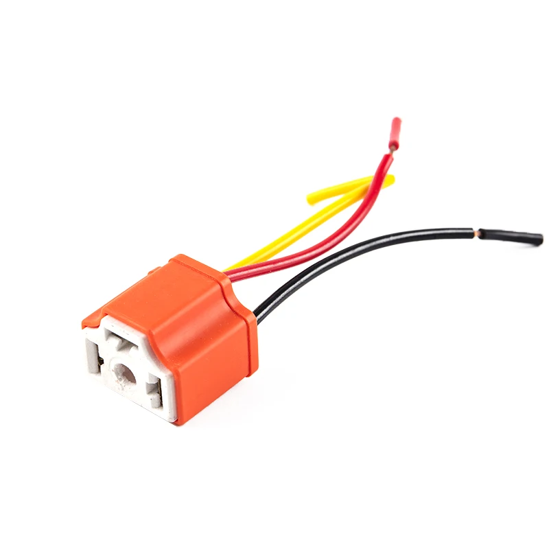 Automotive H4 Three Pin Ceramic Lamp Socket Anti Burn Headlight Bulb Base Flasher Connection Accessory