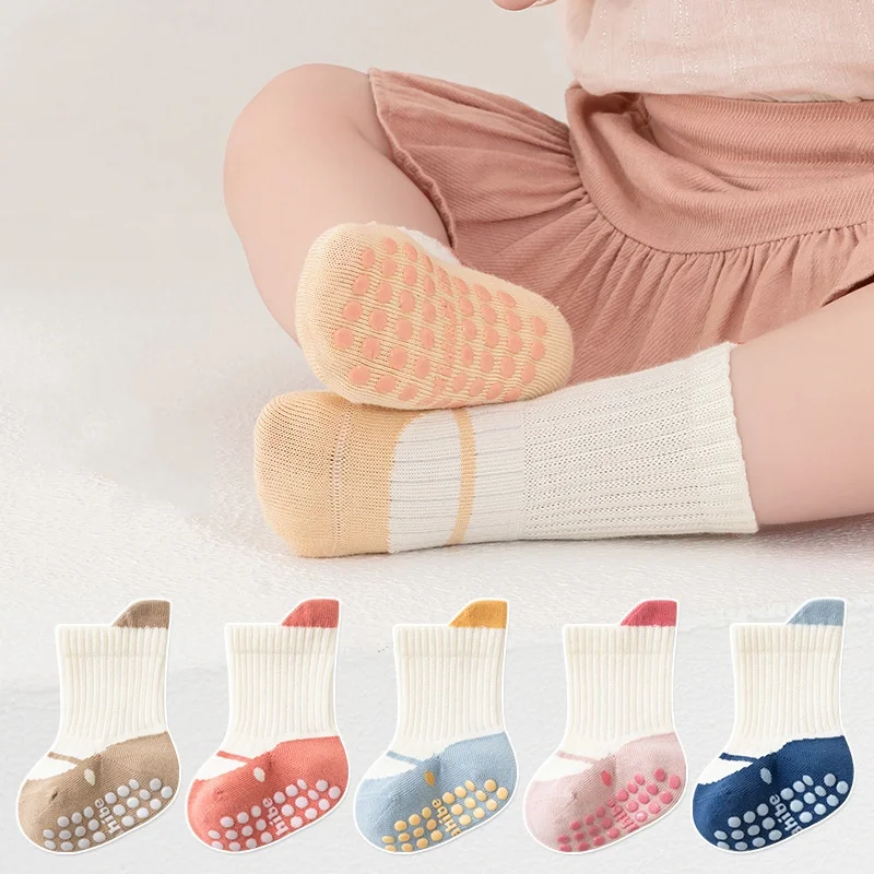 

Children's Non Slip Socks For Girls Boys Cotton Boneless Soft Fashion Kids Socks Spring Baby Home Toddler Floor Short Sock 0-5Y