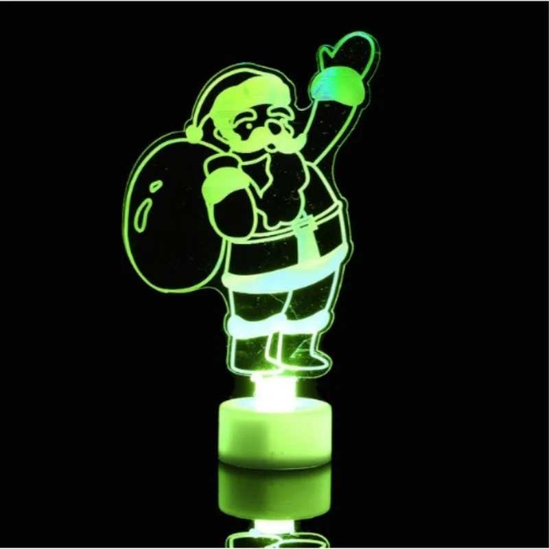 

3D акриловый красочный светящийся ночник, искусственная звезда, Рождественская Подарочная серия, рождественские украшения, Санта-Клаус, дерево, снег, человек, башня, искусственная