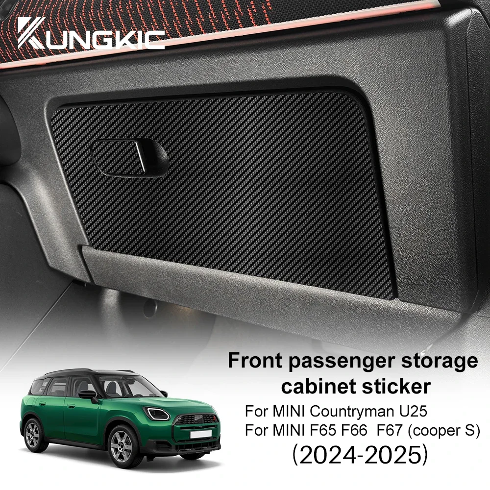 

for Countryman F65 F66 F67 24-25 Car Co-pilot Storage Box Panel Suede for Mini Cooper S U25 Carbon Texture PU Leather Sticker