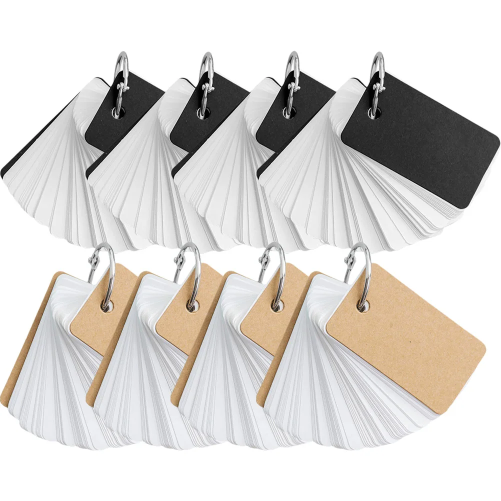 Tarjetas de notas de libro con cubierta de cartón, tarjetas flash con palabras en blanco, memoria de hojas sueltas, bolsillo de estilo Simple con anillo de carpeta, 4 Uds.