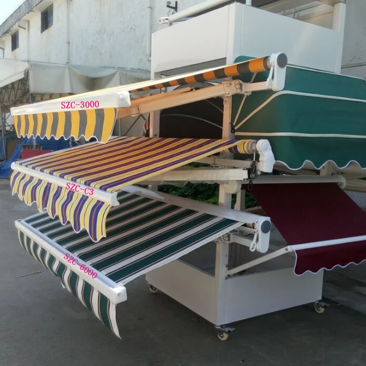 5x3m Manual Remote Retractable White Aluminium Door Window Canopy Awning Modern Luxury Rain Canopy Polyester Sail Aluminum Frame