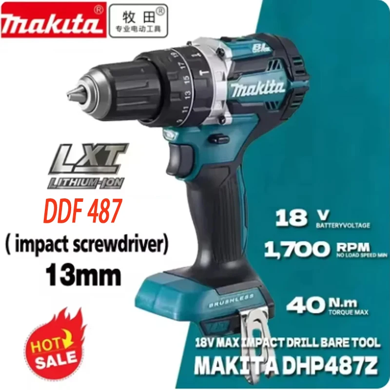 

Makita DDF487 Screwdriver Cordless Percussion Drill 18V Electric Variable Speed Brushless Motor Impact Power Tools Power Drill